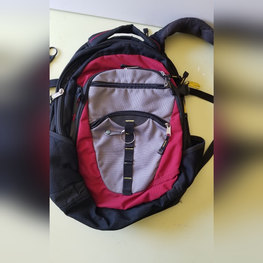 Men's Red and Gray Multi-Pocket Eddie Bauer Hiking  Backpack